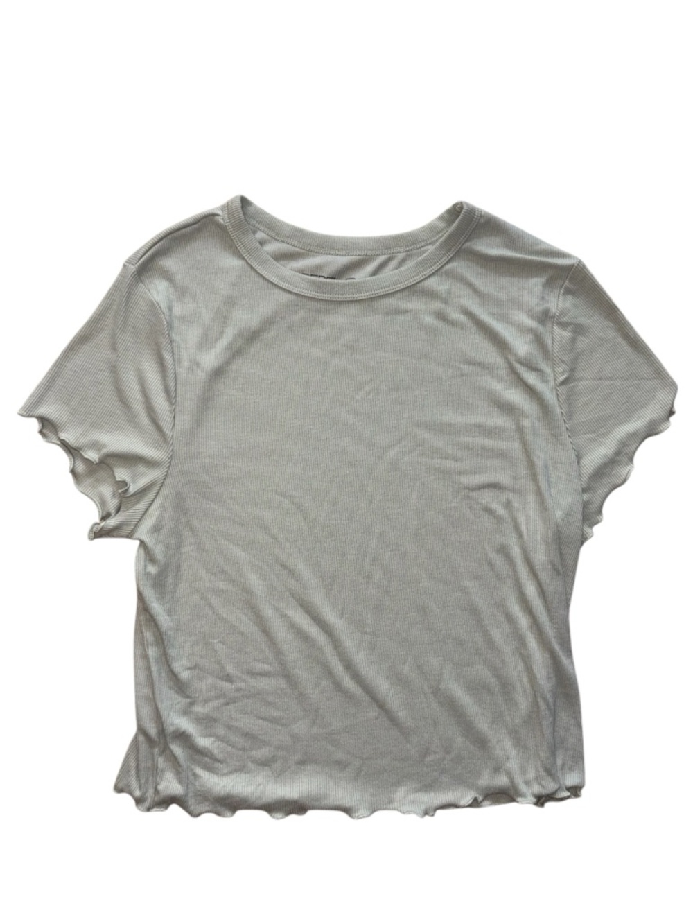 Rebel Sky Short Sleeve Ribbed Tee with Lettuce Hem in Green